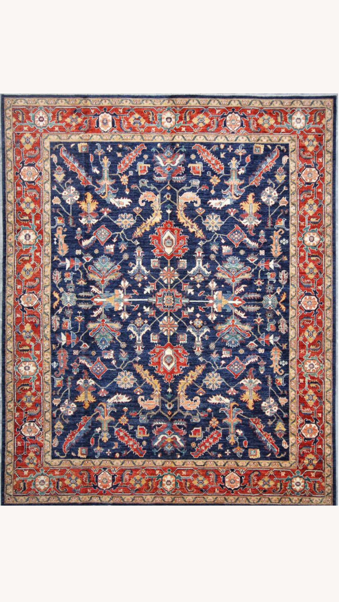 SERAPI BLUE RUG 2.97 M X 2.45 M سجاد أفغاني سيرابي صوف طبيعي